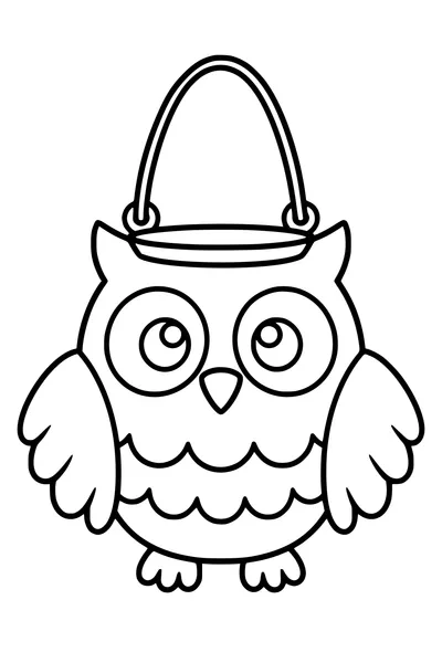 A simple owl-shaped Saint Martin paper lantern has two large eyes, broad wings and one hanging handle.