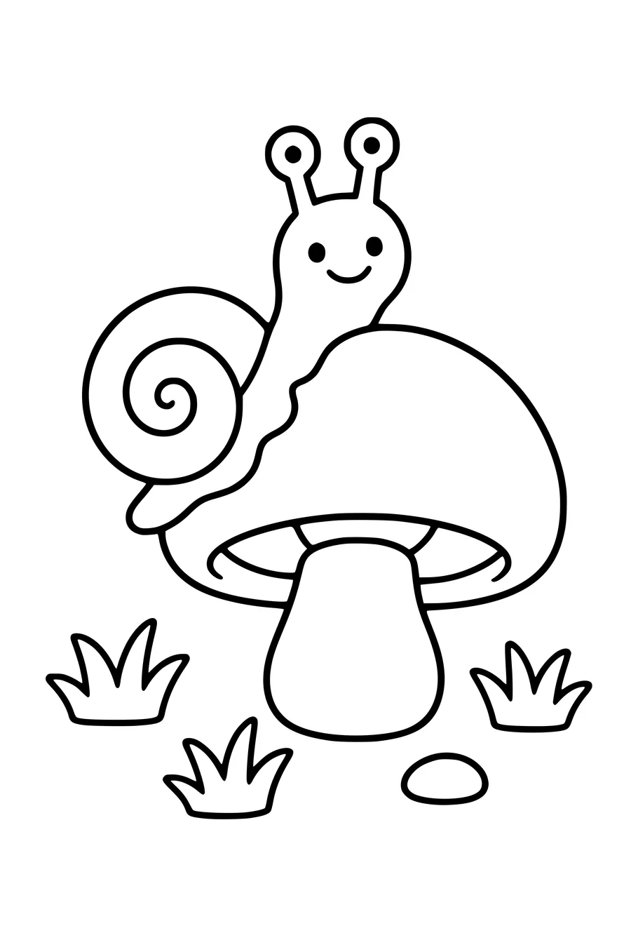 Coloriage imprimable : escargot sur un champignon