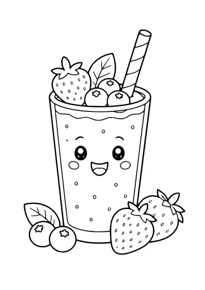 Free food and treats coloring page: berry smoothie