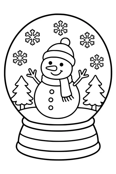 Kostenloses Ausmalbild: Schneemann in einer Schneekugel