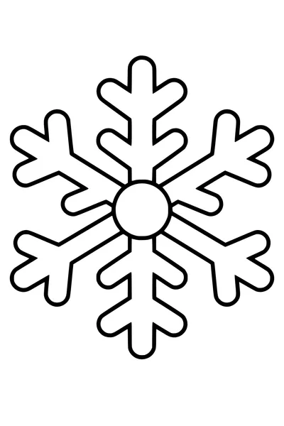 Een grote sneeuwvlok heeft zes brede, symmetrische armen.