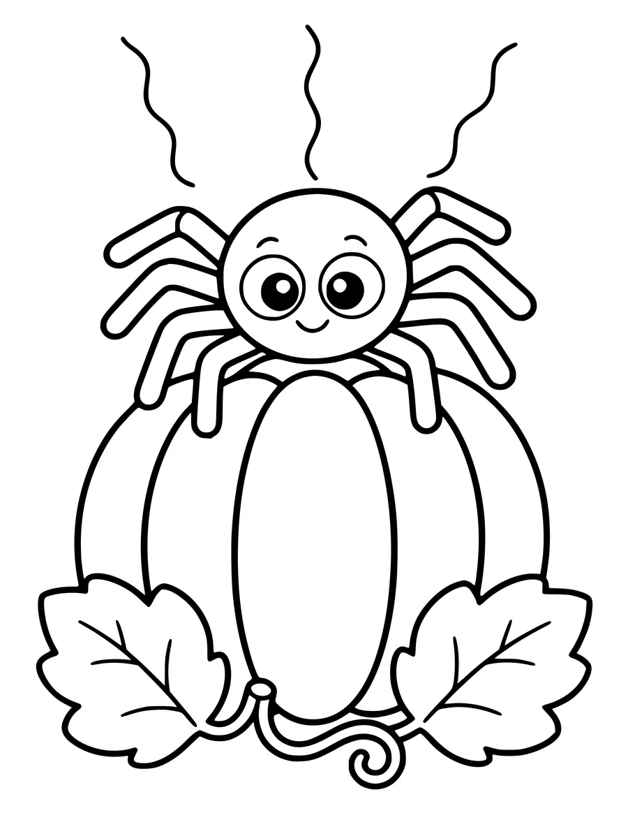 Coloriage gratuit : araignée sur une citrouille