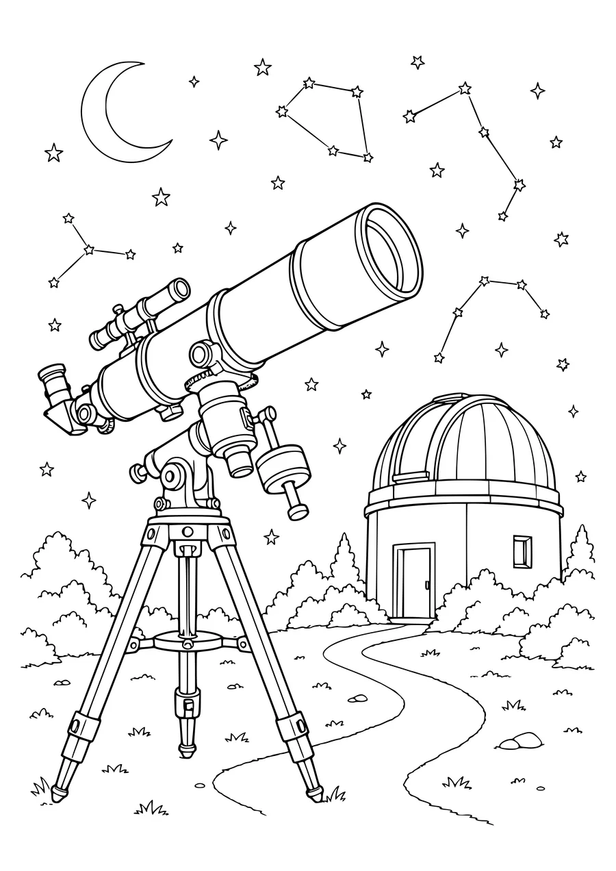 Free printable coloring page stargazer under the night sky