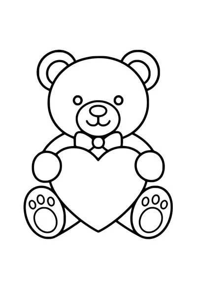 Printable coloring page of teddy bear with a heart