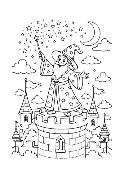 wizard on the tower coloring page