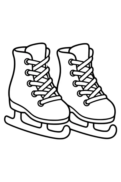 Twee eenvoudige schaatsen liggen met hun veters naast elkaar.