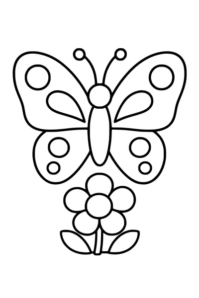 Easy coloring page of a butterfly with large patterned wings