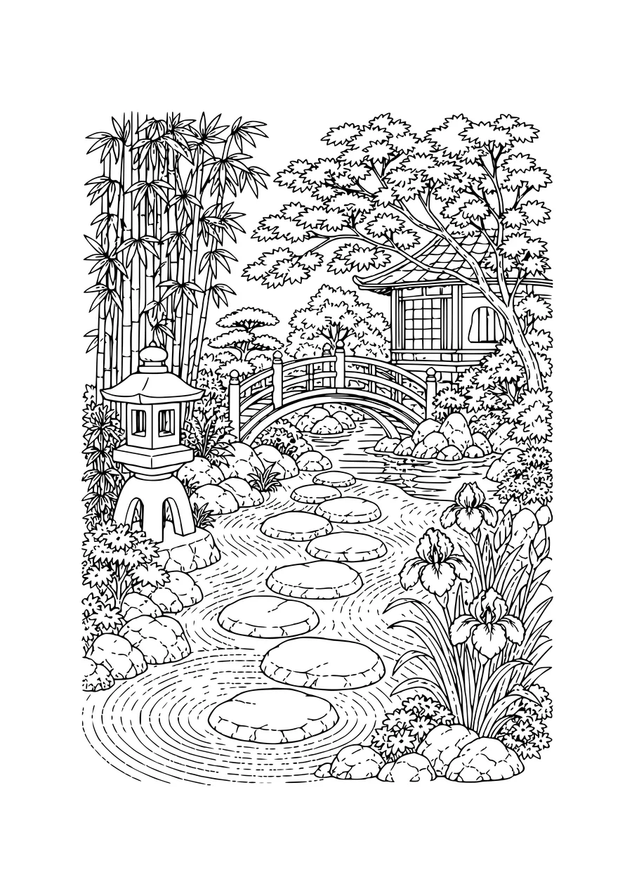 japanse theetuin kleurplaat