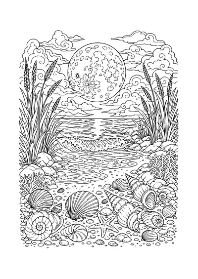 moon and tides coloring page