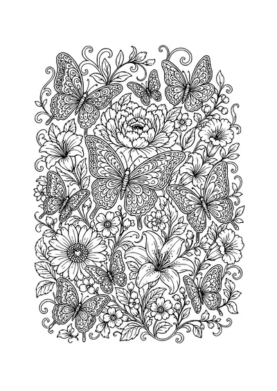 butterfly garden coloring page