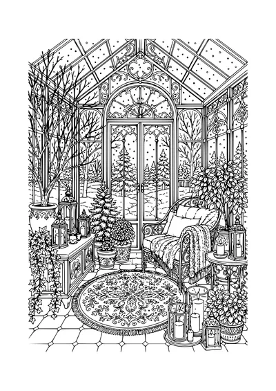 winter garden by candlelight coloring page