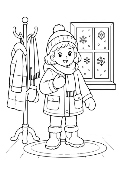 Free fashion and dress-up coloring page: layered winter fashion outfit