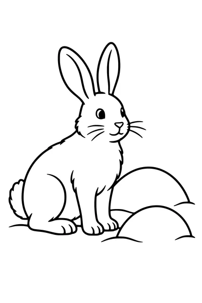 Coloriage : Lièvre arctique parmi les congères.