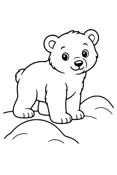 Coloriage : Ourson polaire parmi les congères.