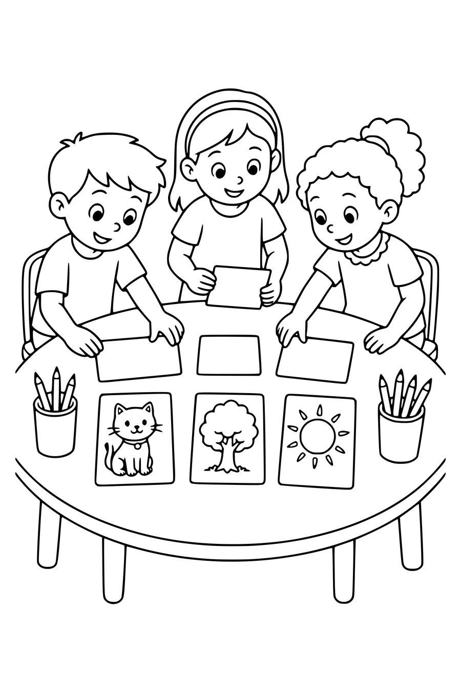 Free printable coloring page of making words with letter cards