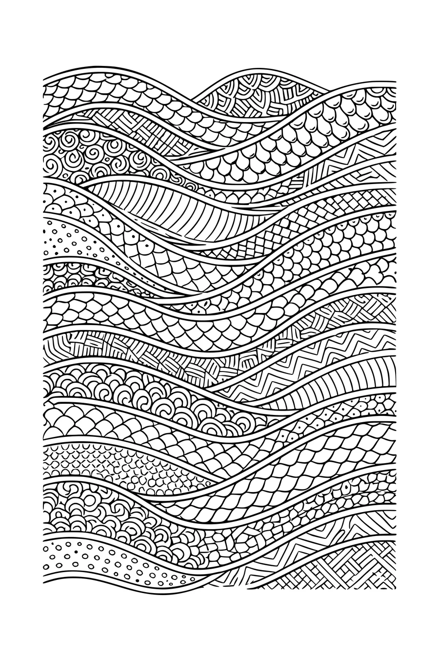 Coloriage de bandes ondulées avec différents motifs