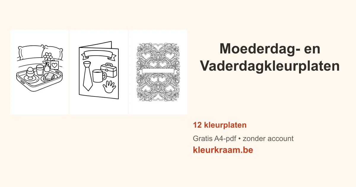 Moederdag- en Vaderdagkleurplaten